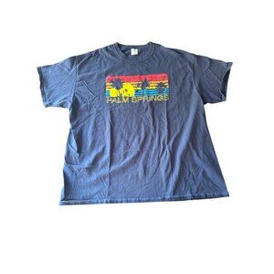 Palm Springs Graphic T-Shirt Navy Blue 2XL Short Sleeve Tee